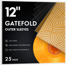 Gatefold Record Sleeves for 12-Inch Vinyl Albums: Clear Plastic Outer Sleeves wi