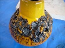 WGP Keramik 50er Jahre Vase fat Lava gelb reste von Papierlabel