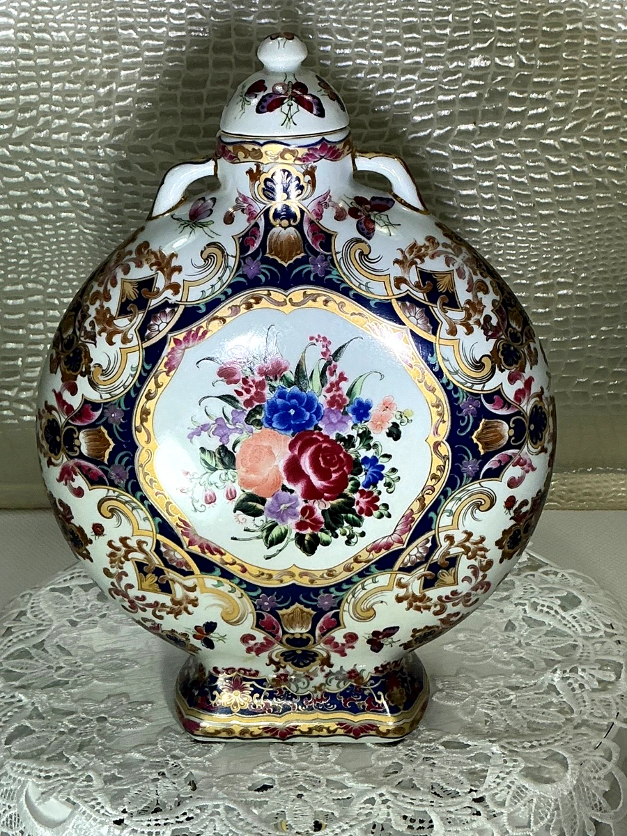 中国 花と蝶の模様の陶器の容器 Chinese Butterfly Vase Indiana Collectible Chinese Vases & Jars