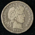 1900 O Barber Dime, about VG