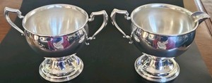 La Pierre: Vintage Sterling: Weighted Reinforced; Silver Sugar Bowl+Creamer Set
