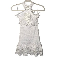 LoveShackFancy Girls 12Y White Eyelet Halter Cotton Mini Dress EUC
