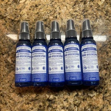 5 Dr. Bronner's Organic Peppermint Hand Sanitizers 2 fl oz  (60 mL)  Exp 7/2023