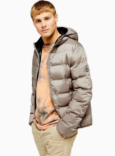Stone Hooded Puffer Jacket Coat Size 