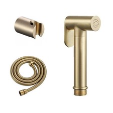 Brass Handheld Bidet Toilet Sprayer Brushed Gold Bidet Cleaning System Kit Hose