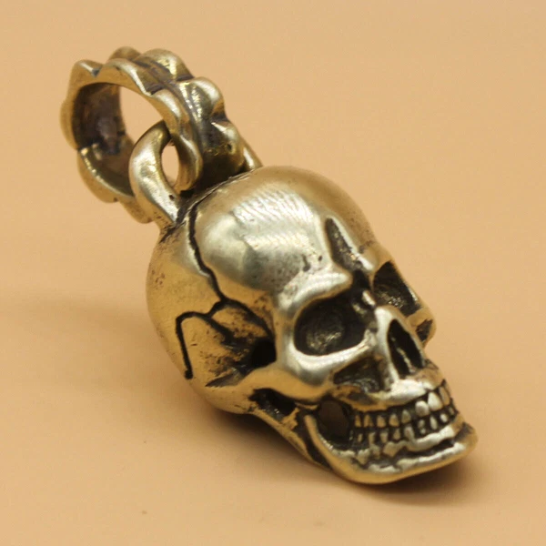 Brass Skull Keychains Keyring Horror Pendant Punk Biker EDC Gear Men Gift
