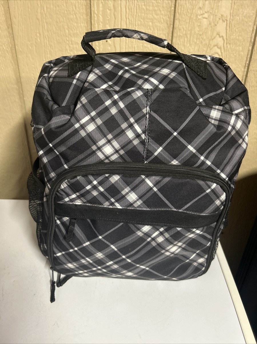 backpack single strap laptop Thirty One 31 Single Sling Strap Large Backpack Laptop Bag Plaid Black  White