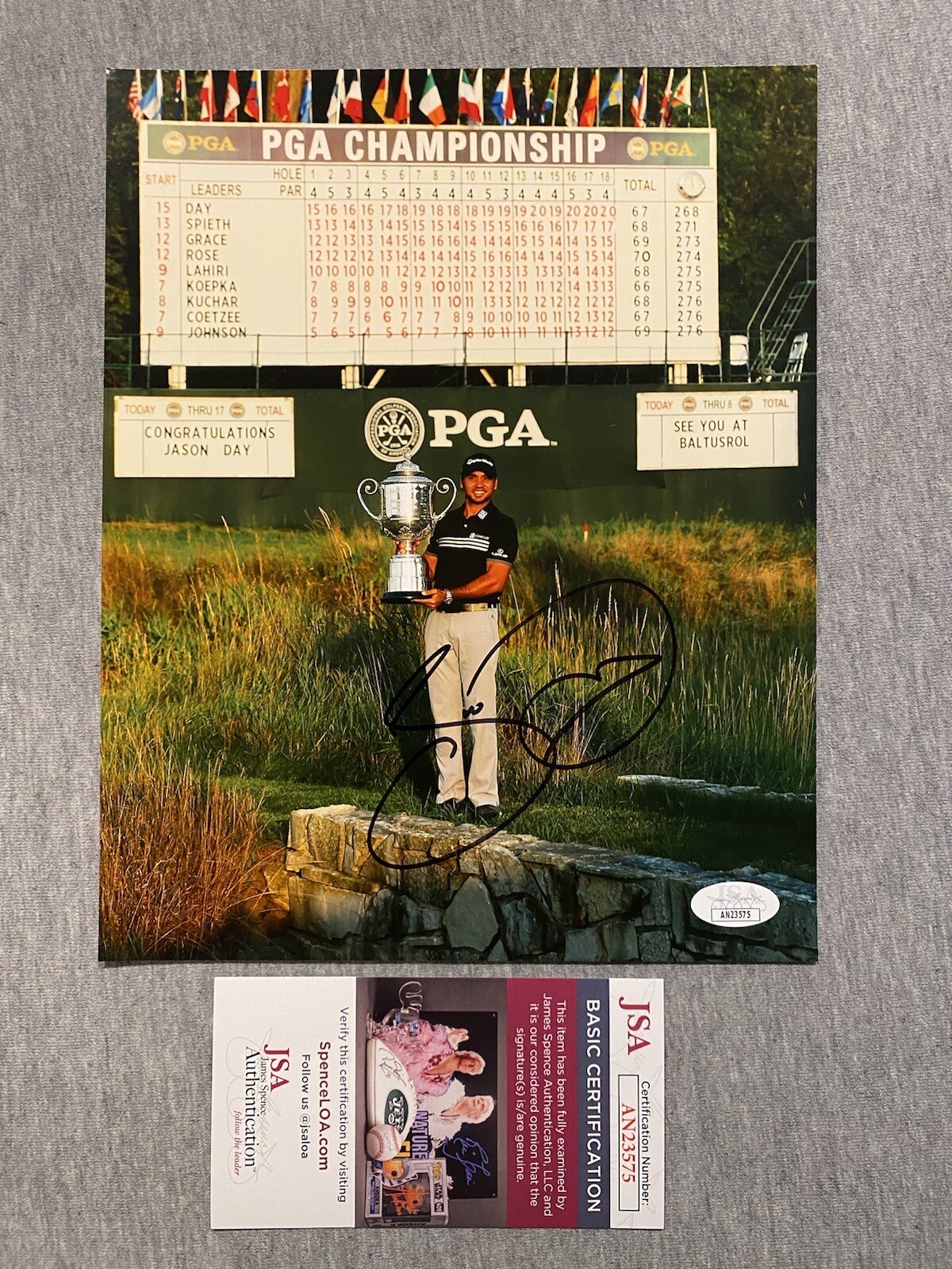 Jason Day Autographed Signed 2015 PGA CHAMPIONSHIP WHISTLING STRAITS 8x10 PHOTO JSA AN23575 