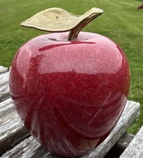 Vintage Red Apple Paper Weight Heavy Marble Taiwan Decor Fruit