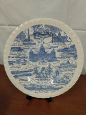 Ancienne ASSIETTE souvenir SONG OF IOWA four Vernon bleu capitole monuments état
