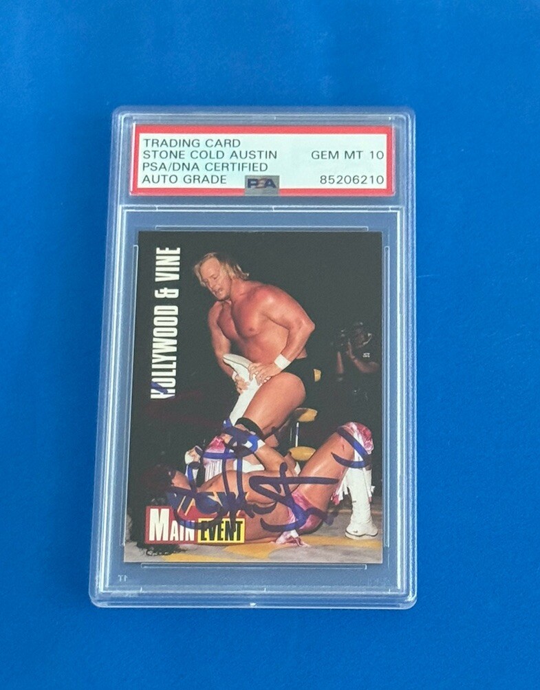STONE COLD STEVE AUSTIN SIGNED 1995 WCW MAIN #62 ROOKIE RC FEM MINT CARD PSA/DNA