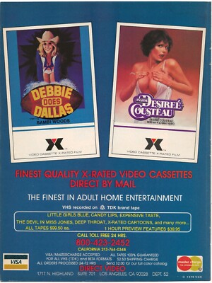 Vintage Print Ad Direct Video - Debbie Does Dallas & Inside Desiree' Cousteau