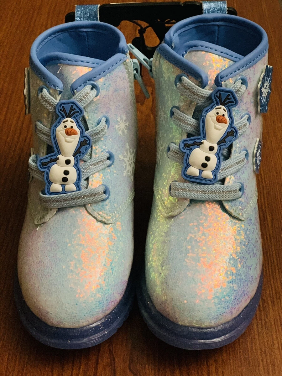 Disney FROZEN 2 Elsa Anna Glitter Blue Zipper Boots Toddler 12 New