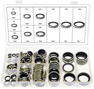 O-Ring Dichtung M6-M24 Temperaturständig Ölablassschrauben Bonded Seals 150-tlg.