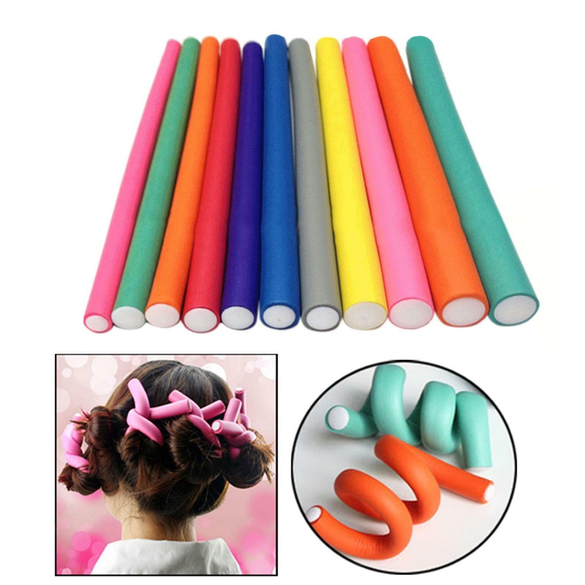 10 Pcs Twist Foam Hair Rollers Bendy Foam Flexible Curling Rods for Short,