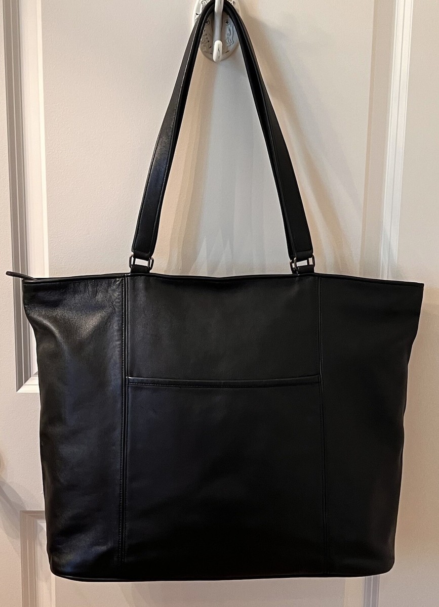 RARE Vintage 1990's XL Coach Black Leather Carry- All Tote