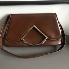 Vintage Clarks Brown Tan  Faux Leather  Shoulder Bag Evening Handbag Clutch