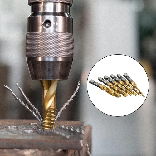 6tlg Gewindebohrer Bit Metrisch M3-M10 HSS-TIN Titan Sprial Gewindeschneider Set - Bild 6 von 12