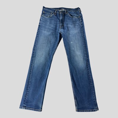 Levis 505 Jeans Mens 36x31 Stretch Straight Mid Rise Regular Fit Blue Denim