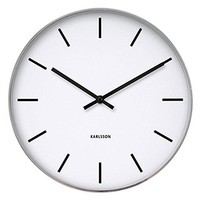 Modern Karlsson Round Wall Clock Station Classic Steel, White Home Kitchen Modern Karlsson Round Wall Clock Station Classic Steel, White Home Kitchen