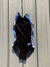 GK Elite Sz Girl s/Child s S Gymnastics Crushed Velvet Leotard Navy Blue/Panel