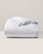 Ralph Lauren RL Organic Sateen Border Queen Duvet Cover Blue Hyacinth 400