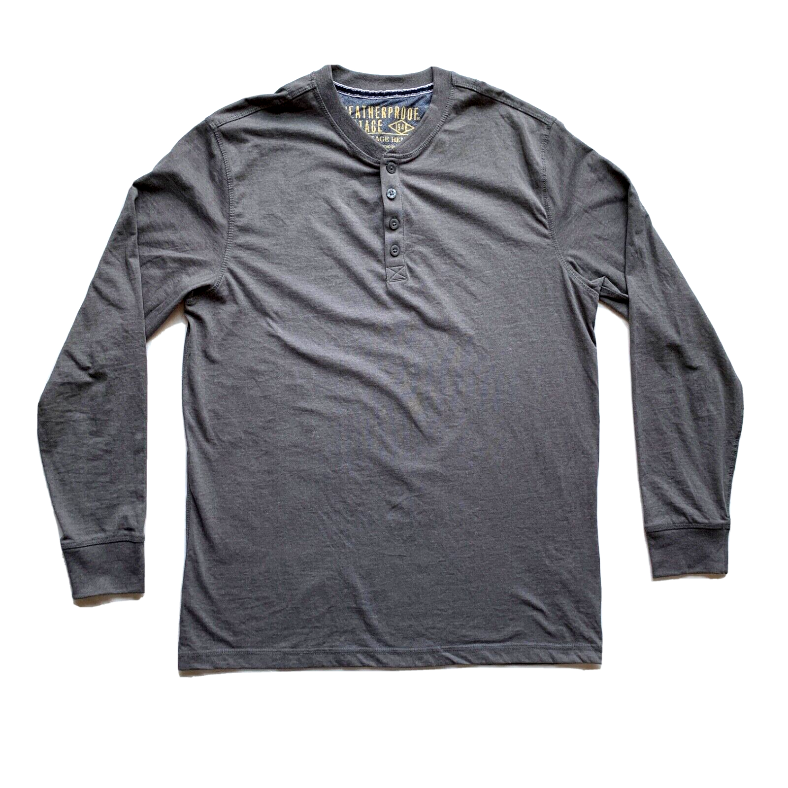 Weatherproof Vintage The Vintage Henley T Shirt Mens Large Long Sleeve Gray NEW