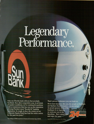 1989 SunBank 24 at Daytona Speedway Race Helmet Photo VINTAGE PRINT AD