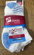Peds Womens Socks 3 Pairs W 4 Way Stretch System  Cool Max Keeps Feet Dry -NEW