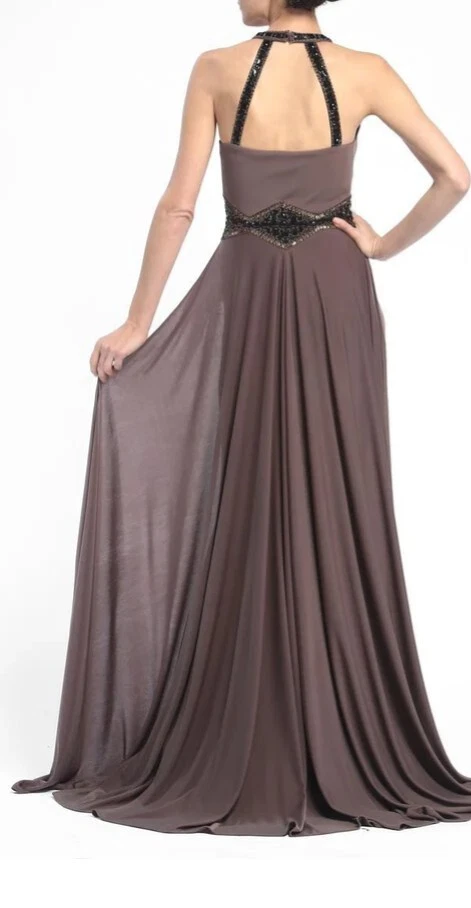 Sue Wong串珠连衣裙和最优雅面料12码,彩色灰褐色 — 第 4/4 张图片