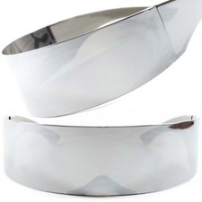 Anime Cosplay Sci-Fi Party Costume Futuristic Full Chrome Mirrored Sun Glasses