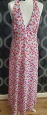 Lilac Orange Plum & White Floral Halter Neck Maxi Dress Size 3X UK 22