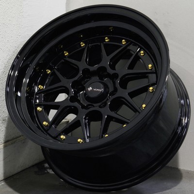 15x8/15x9 Black Wheels Vors VR7 4x100/4x114.3 0/0 (Set of 4)  73.1