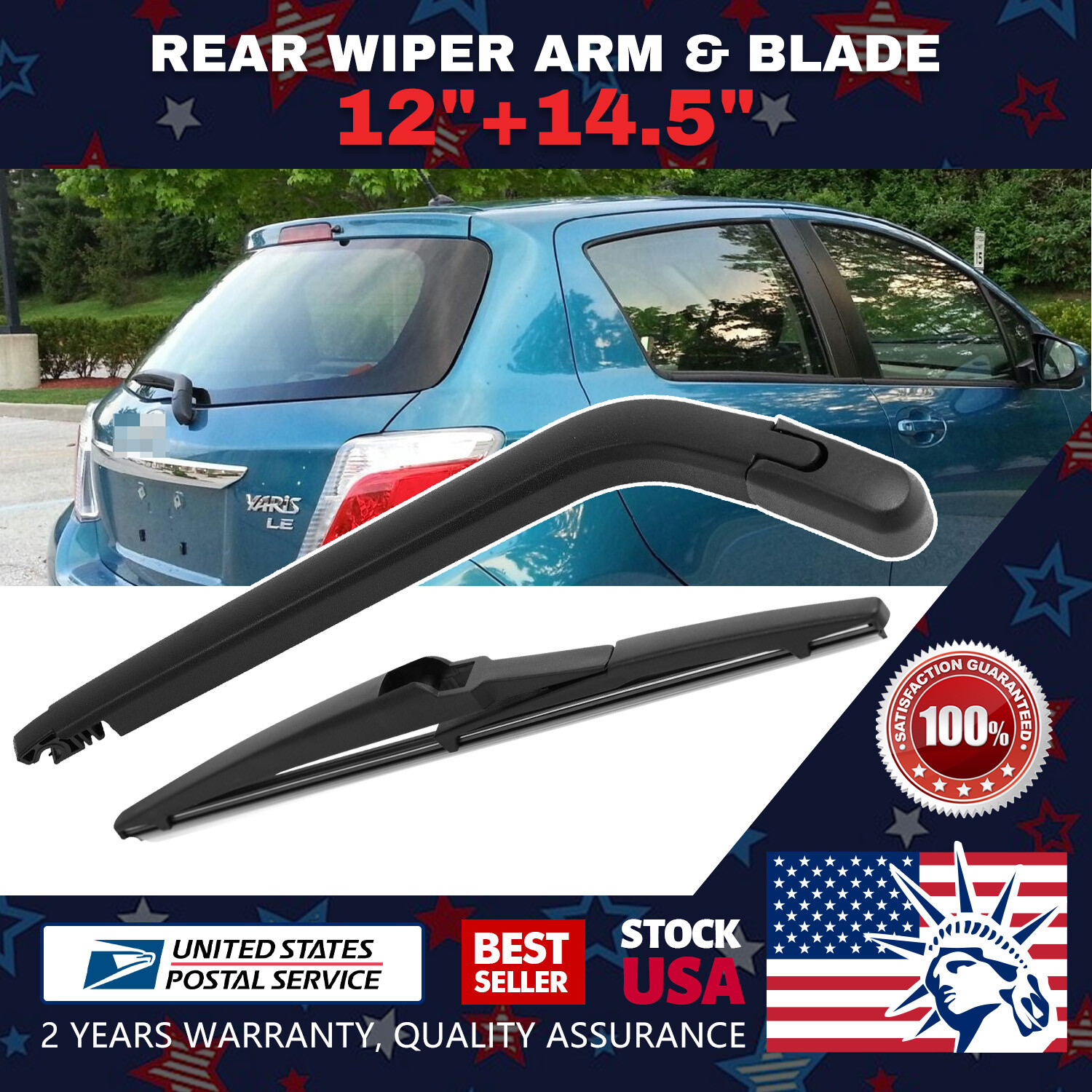 Waterproof Wiper Arm & Blade Set for 2004-2009 Scion xB 12
