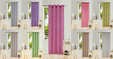 2PC GEOMETRIC 2 COLOR PRINTED VOILE SHEER 8 GROMMETS WINDOW CURTAIN PANEL S38