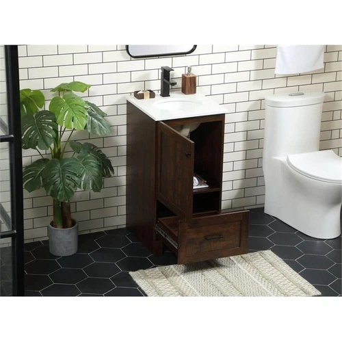 Elegant Decor Soma 18" Aluminum MDF Single Bathroom Vanity in Expresso - Picture 8 of 8