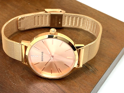 Bering Womens Watch 22mm Rose Gold Tone Mesh Stainless 12122-366 New Battery Bering Womens 10122-366 Classic Rose Gold Dial Stainless  main image 3