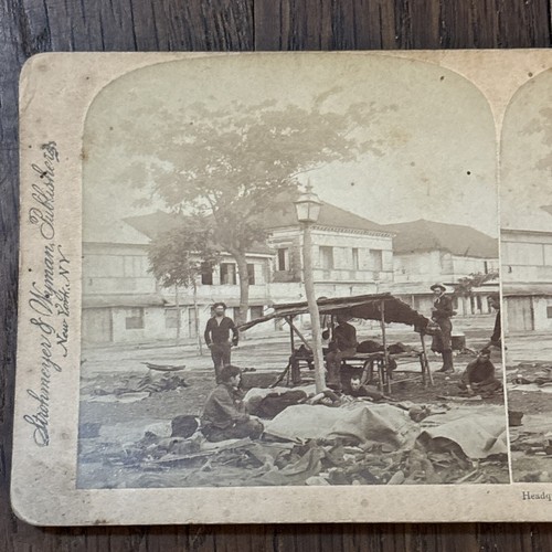 1899 Underwood Headquarters of Aguinaldo’s Resting After Taking Of Stereoview - Picture 2 of 6