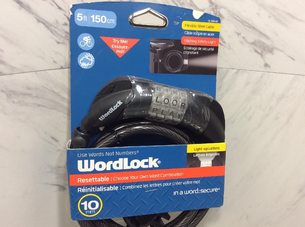 NEW Wordlock Bike Lock With Light Up Letters (CL635A2) 10mm / 5ft