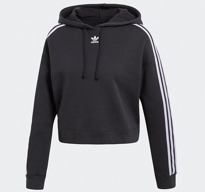 adidas originals three stripe cropped hoodie in green
