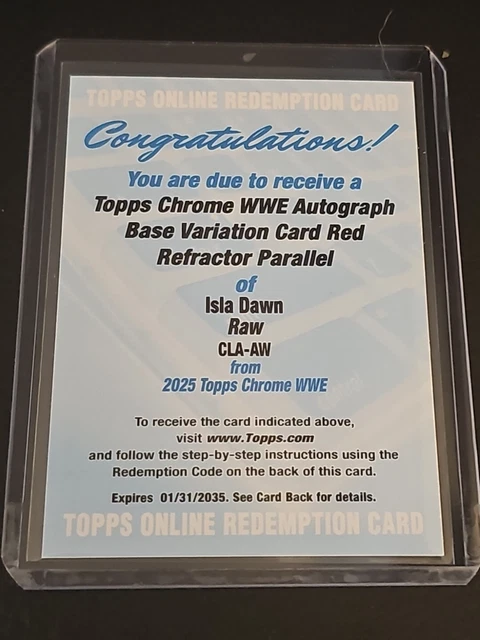 2025 Topps Chrome WWE Isla Dawn Base Variation Red Refractor /5 Auto