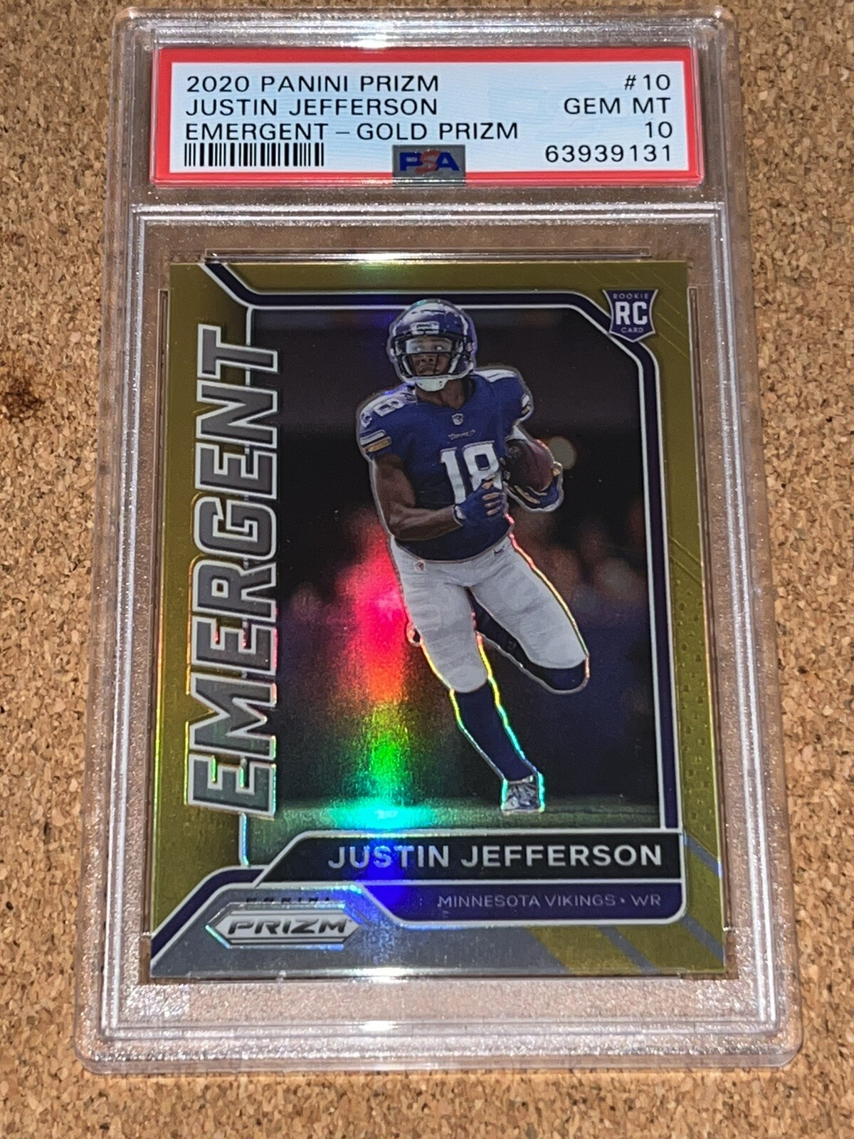 Justin Jefferson Panini Prizm Emergent #10 Gold