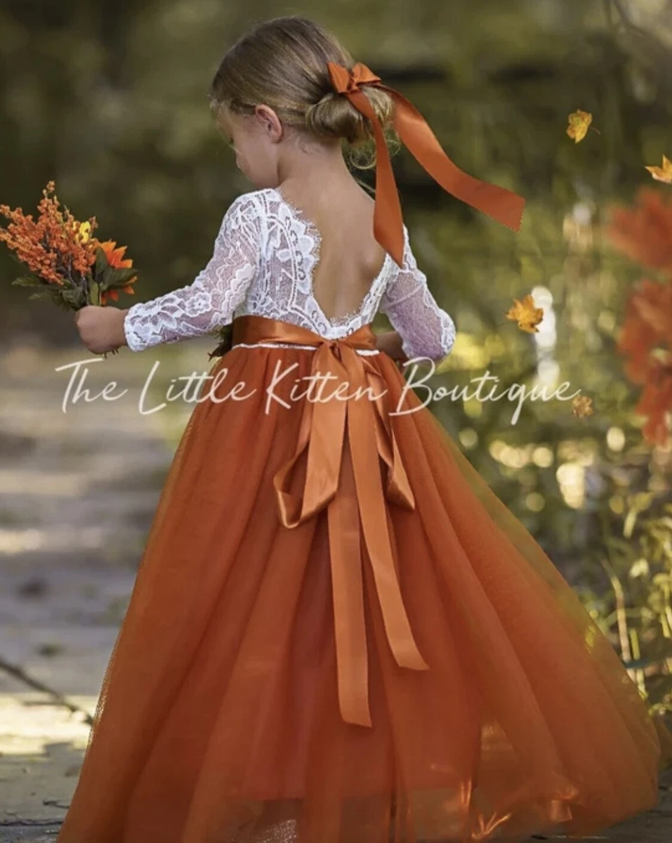 Orange flower cheap girl dresses