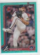 2025 Topps Chrome Logofractor 153/199 #46 Spencer Strider Aqua Braves