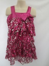 Pink Silver Sequin Dance Costume Dress Child Medium MC
