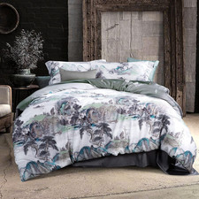 MILDLY Floral Duvet Cover Set - 100 Long-Staple Cotton Mountain Scenery Pattern
