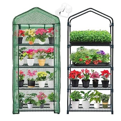Mini Greenhouse for Indoor Outdoor,Plant Green House 4-Tier 4 TIERS PE (Green)