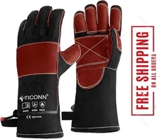 Welding Gloves, 1000°F Heat-Resistant Fireproof Leather Gloves for Welders Stick