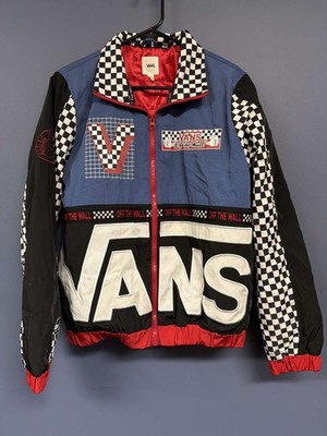 Vans Off The Wall Checkerboard Racing Jacket Blue Black Red Size