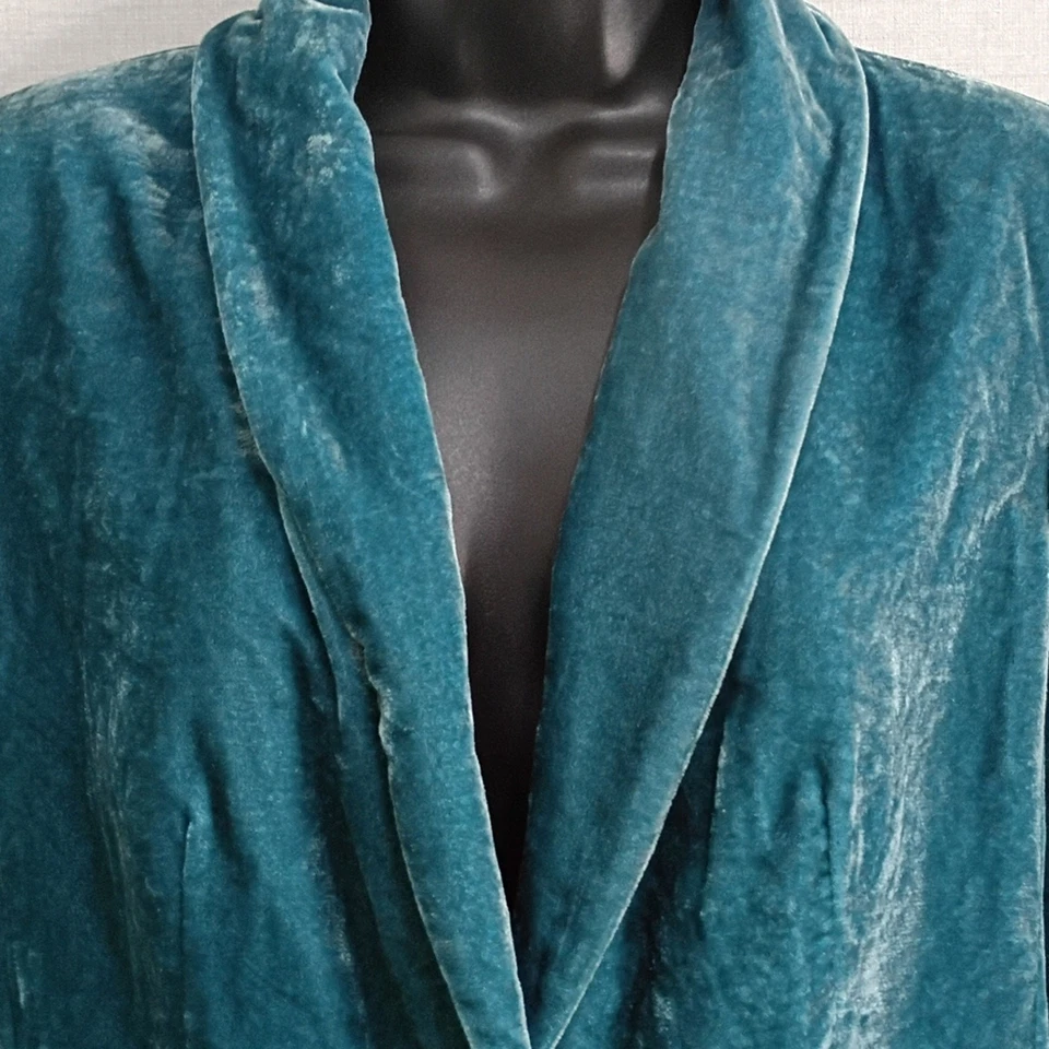 Vintage Y2K Teal Velvet Women's Blazer Size 10 2000s One Button Britney Spears - Image 3 of 4